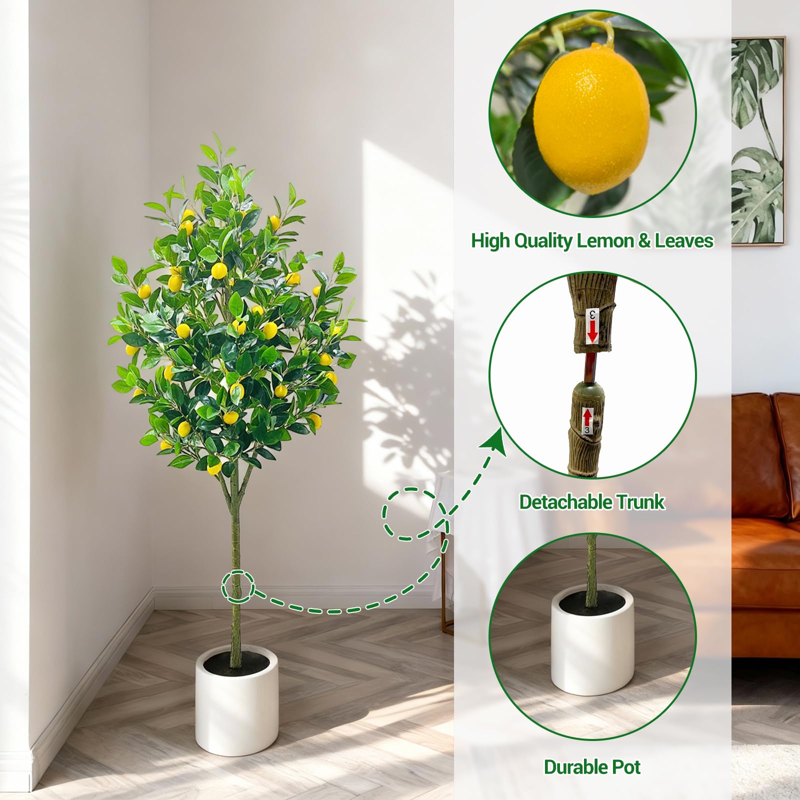 Arbre artificiel Garvee de 1,5 m (5 pi) pour intérieur, design réaliste, sans entretien, polyvalent pour la maison et le bureau, écologique