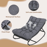 Fauteuil à bascule d'extérieur Garvee, structure en métal, réglable, imperméable, confortable, capacité de 204 kg, gris foncé, pour terrasse, jardin, salon