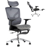 Garvee Chaise De Bureau Ergonomique maille respirante Avec Soutien Lombaire Réglable, Appui-Tête, Accoudoirs 4D, Cadre Métal, Roulettes Silencieuses Pour Télétravail, Gris
