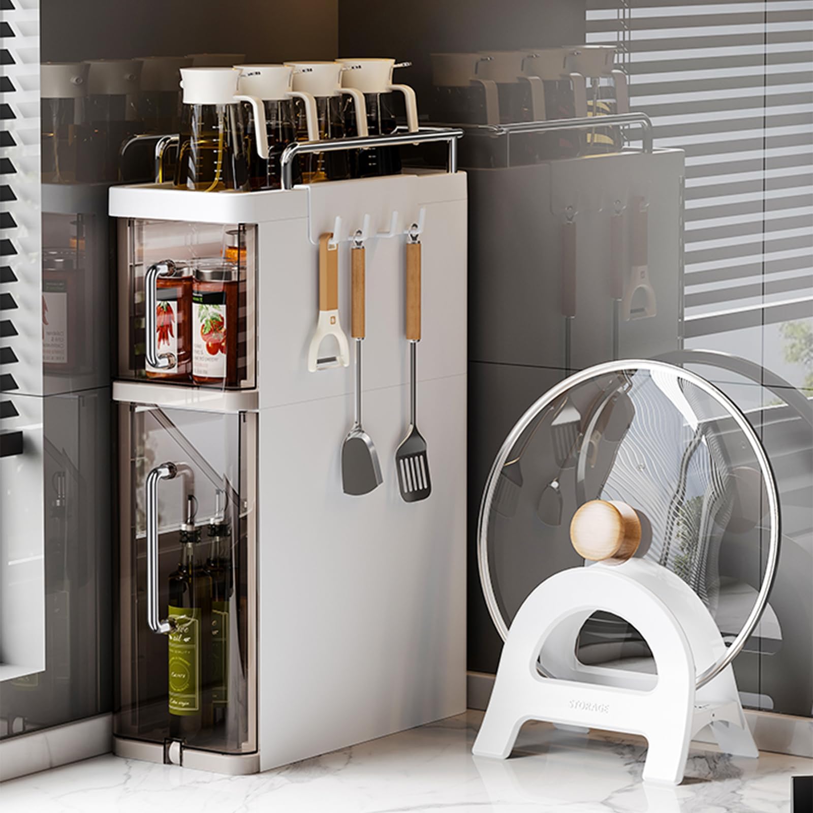 Étagère à épices Garvee à 3 niveaux avec tiroir, gain de place, robuste, pour la cuisine et la salle de bain, compacte et polyvalente