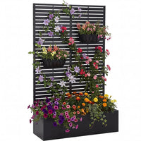 Garvee bac à plantes métallique avec treillis acier galvanisé résistant aux intempéries jardin compact 112 × 41 × 180 cm, lames horizontales