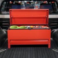 Garvee Coffre à Outils de Chantier 122 × 51 cm avec Tiroir, Armoire de Rangement Industrielle en Aluminium, Rouge Bordeaux, pour Outils et Équipement
