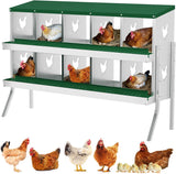 Garvee pondoir pour poules à 10 compartiments avec support métallique, acier galvanisé de 0,7 mm, collecte automatique des œufs, idéal pour poulaillers, fermes et jardins, vert - Vert