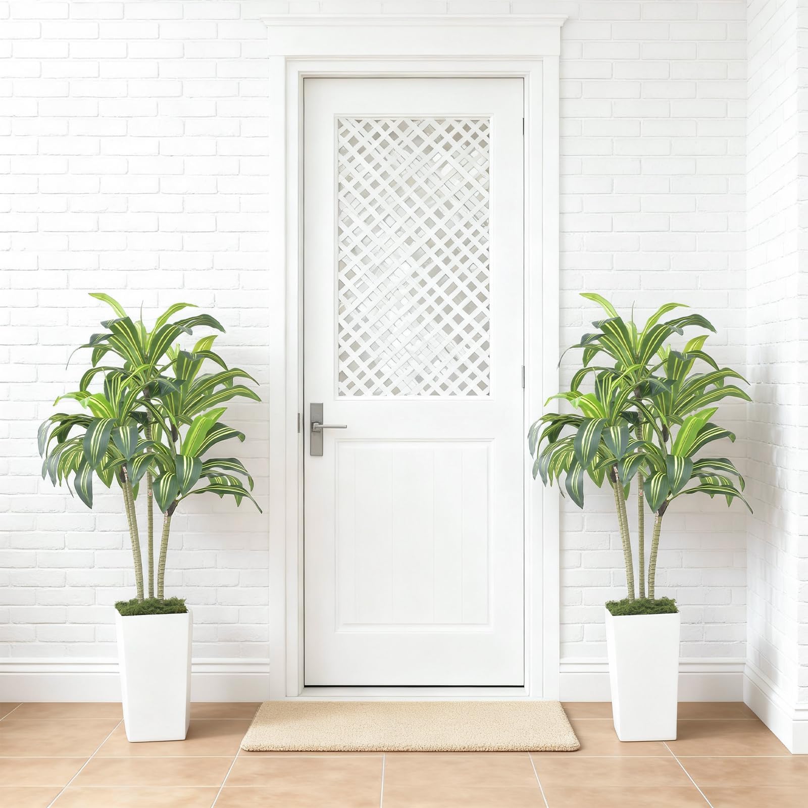 Arbre dragon artificiel Garvee de 120 cm avec pot de fleurs blanc pour salon, balcon ou bureau, plante tropicale en plastique réaliste