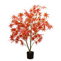 Garvee Érable artificiel 120 cm avec pot, feuilles rouges réalistes, décoration intérieure pour bureau, salon, porche et entrée, tige simple
