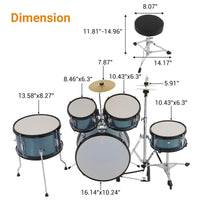 Batterie Garvee 5 pièces pour enfants, avec grosse caisse et charleston, 29 pouces, bleue, idéale pour les jeunes musiciens.