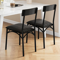 Garvee Lot de 2 chaises de salle à manger rembourrées, revêtement en cuir PU noir, dossier confortable, montage facile, pour cuisine, salon et appartement