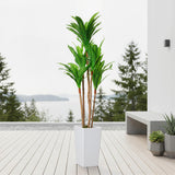 Garvee dracaena artificiel 146 cm avec pot en ciment robuste, pour intérieur et extérieur, blanc - 4,8 Fuß groß