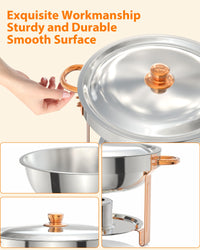 Garvee Lot de 2 plateaux chauffants pour buffet, 5 L, en acier inoxydable, couleur or rose, pour fêtes, mariages et événements