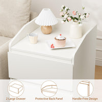 Garvee Table de chevet blanche, table de nuit pour sommier tapissier, commode de nuit à 2 tiroirs, montage facile, peut servir de table d'appoint, de table basse, de meuble de rangement ou de table basse pour la chambre ou le salon.