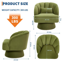 Garvee Fauteuil pivotant moderne en velours vert, rotation 360°, structure en bois robuste, assise confortable, idéal pour salon, chambre ou coin lecture.