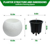 Jardinières rondes à arrosage automatique Garvee, ouverture de 25 cm avec indicateur de niveau d'eau, pour une utilisation intérieure et extérieure, matériau durable, ventilation, polyvalentes