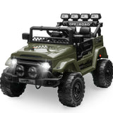 Garvee Voiture Électrique pour Enfants 12 V, Jeep Tout-Terrain Vert, 4 Roues Motrices, Télécommande 2,4 GHz, Éclairage LED et Musique, 3 à 8 Ans - Vert
