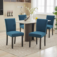 Ensemble de 2 chaises de salle à manger Garvee, revêtues de tissu ergonomique en lin bleu foncé, pour salon et salle à manger.