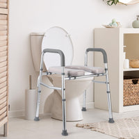 Garvee Rehausseur de Toilettes avec Accoudoirs, Hauteur Réglable, Cadre en Aluminium, Siège Rembourré, Charge 158 kg, pour Seniors et Personnes à Mobilité Réduite