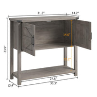 Console en bois Garvee style ferme avec 2 portes pour la cuisine et l'entrée, 80 x 36 x 86 cm, grise, robuste et multifonctionnelle