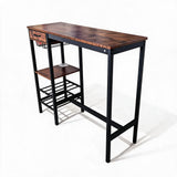 Garvee table de bar noire 100 × 40 × 90 cm en métal et bois, porte-bouteilles et porte-verres, pour cuisine et salon - Noir