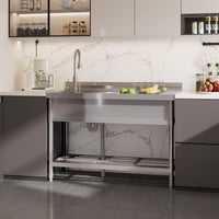 Garvee Évier Utilitaire en Acier Inoxydable 120 × 51 × 92 cm, Grand Bac Unique avec Douchette et Robinet Extractible, pour Cuisine, Jardin et Buanderie