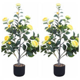 Camélia artificiel Garvee de 90 cm avec fleurs réalistes, pour l'intérieur et l'extérieur, facile d'entretien, durable et vert.