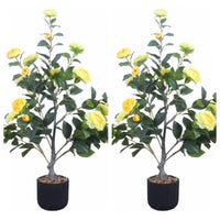 Camélia artificiel Garvee de 90 cm avec fleurs réalistes, pour l'intérieur et l'extérieur, facile d'entretien, durable et vert.