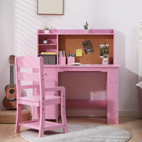 Ensemble bureau enfant Garvee avec étagère et tiroir pour garçons et filles de 3 à 8 ans, en bois rose, pour l'apprentissage et la salle de jeux.
