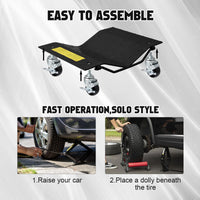 Garvee Lot de 4 Chariots de Déplacement Auto 2 722 kg, 680 kg par Unité, Acier Renforcé, Roues 360° avec Freins, Surface Antidérapante 4 mm, Noir