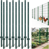 Garvee Poteaux De Clôture Métalliques 213 cm, 10 Pièces, Acier Vert Pour Jardin Et Ferme, Résistants Et Stables - Vert
