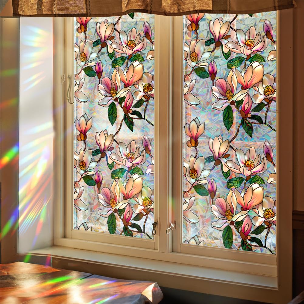GARVEE Film adhésif opaque anti-UV pour vitres, motif floral, 43 x 200 cm