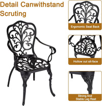 Ensemble bistro d'extérieur Garvee 3 pièces, en aluminium résistant aux intempéries et à la rouille, avec trou pour parasol, mobilier de jardin et de balcon, noir.