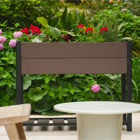 Jardinière surélevée Garvee en PEHD avec étagère, résistante aux intempéries, stable, structure en aluminium pour balcon et jardin, sans produits chimiques, 100 x 50 x 30 cm, grise