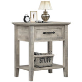 Table de chevet Garvee grise avec tiroir, rangement à 2 niveaux pour chambre et salon, 50 x 40 x 60 cm, bois durable