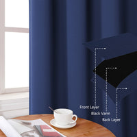 Rideaux courts occultants Garvee 61 cm (24 pouces), 2 panneaux, occultants, tissu épais, bleu marine, pour petites fenêtres, cuisine et salon