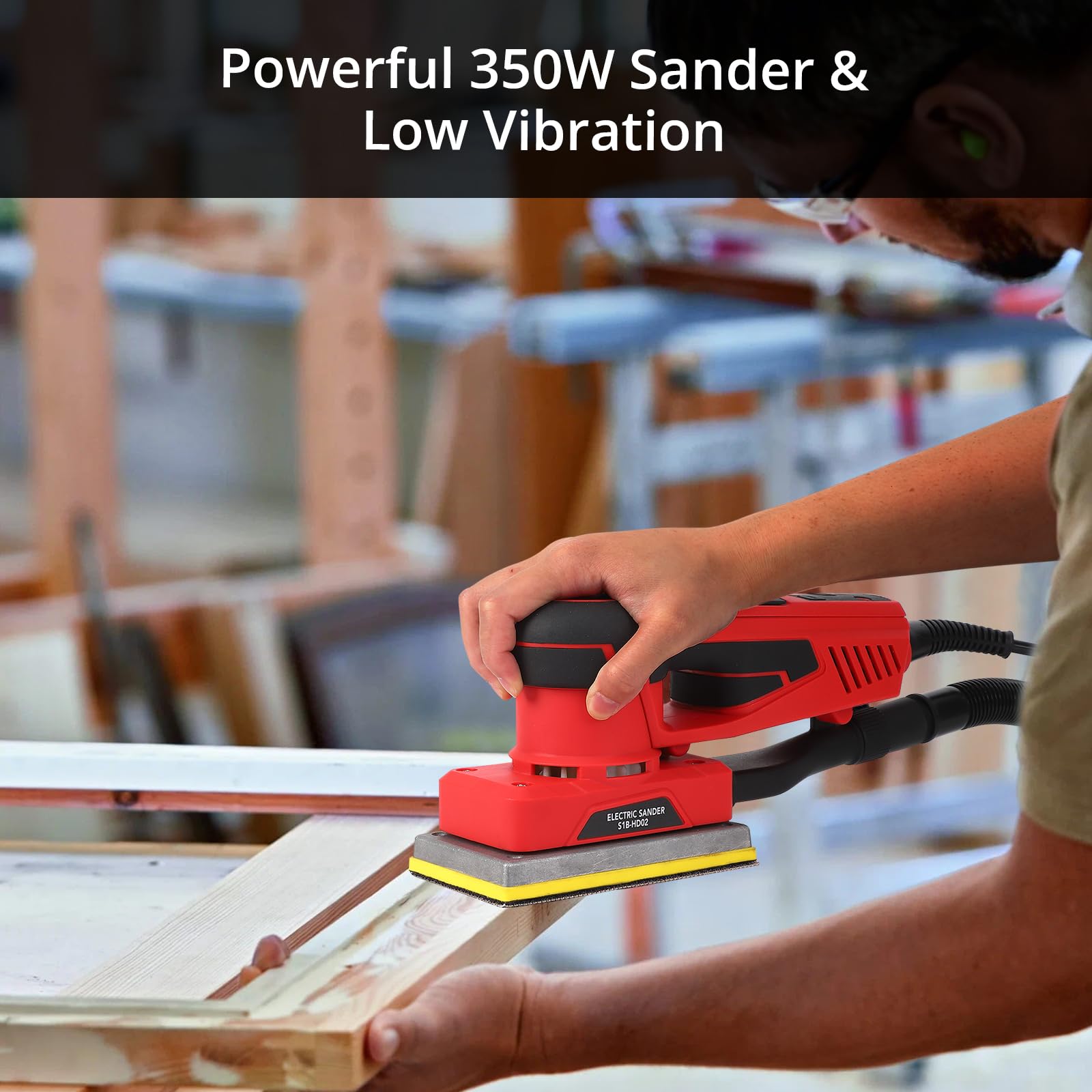 Ponceuse électrique Garvee à bande, moteur sans balais 350 W, 12 feuilles abrasives pour le travail du bois, vitesse de 4 000 à 10 000 tr/min, ponceuse de précision multifonction filaire.
