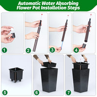 Garvee Lot de 2 jardinières de 57 cm de haut avec arrosage automatique et indicateur de niveau d'eau pour balcon et terrasse, à pois noirs et blancs, en plastique résistant aux intempéries