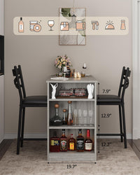 Ensemble table de bar extensible Garvee pour 2 à 4 personnes avec coussins de 40 cm de large, structure robuste en MDF, espace de rangement, gris, idéal pour les petits appartements