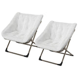 Garvee Chaise confortable pour adulte en fourrure synthétique douce, structure métallique triangulaire robuste, grande taille, salon et chambre, gris