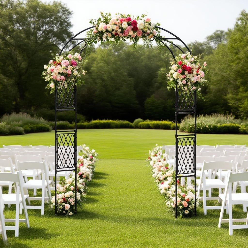 Arche de jardin en métal Garvee, 220 x 150 cm, résistante aux intempéries, structure en fer robuste, noire, pour terrasse, mariage, allée de jardin