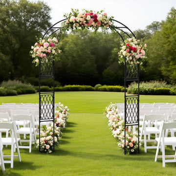 Arche de jardin en métal Garvee, 220 x 150 cm, résistante aux intempéries, structure en fer robuste, noire, pour terrasse, mariage, allée de jardin