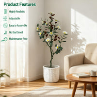 Magnolia artificiel Garvee de 1,5 m, floraison réaliste, entretien facile, pour la maison et le bureau, vert
