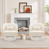 Garvee Fauteuil pivotant moderne en velours beige, rotation 360°, design confortable pour salon, chambre ou coin détente.