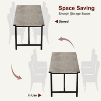 Table de salle à manger rectangulaire Garvee pour 6 à 8 personnes, structure robuste en MDF et acier, style industriel, gris rétro, idéale pour les salles à manger et les grands espaces.