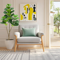 Ficus lyrata artificiel Garvee de 1,5 m avec pot en corde véritable, feuilles ajustables, base en ciment stable pour salon et bureau, vert, 1,5 mètre