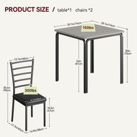 Ensemble de salle à manger Garvee 3 pièces avec 2 chaises rembourrées, idéal pour les petits espaces, la cuisine et le bureau. Table de cuisine carrée en chêne, robuste et peu encombrante.
