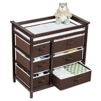 Table à langer Garvee pour bébé avec 6 tiroirs, barrières de sécurité, hauteur réglable pour nouveau-nés et nourrissons, bois, tapis imperméable, facile à nettoyer