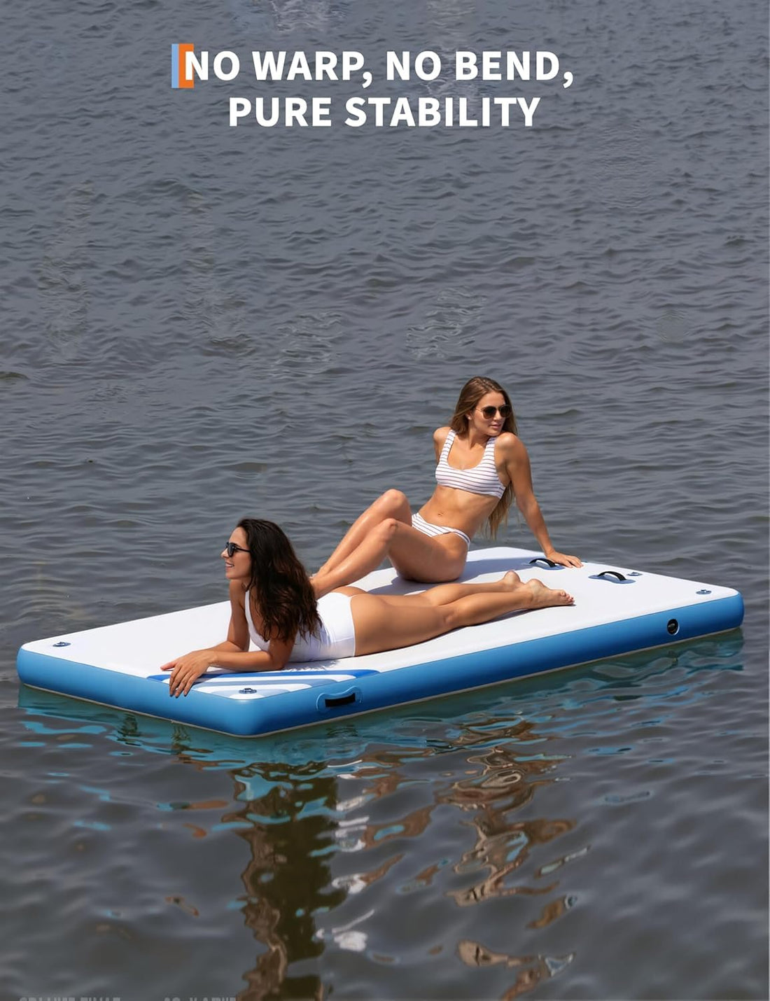 Garvee Plateforme Flottante Gonflable 244x183cm, PVC Résistant avec Échelle en Corde, Surface Antidérapante et Ancrage fiable pour Piscine et Plage