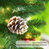 Ensemble sapin de Noël Garvee, 4 pièces avec éclairage LED - 2 sapins de 120 cm, une couronne et une guirlande pour une décoration festive
