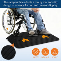 Garvee Rampe de seuil en caoutchouc 90×53×9cm, capacité 15t, surface antidérapante pour fauteuil roulant et scooter