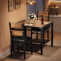 Ensemble table et chaises Garvee pour 2 personnes avec chaises rembourrées, protections d'angle, structure robuste en MDF, ergonomique, gain de place, marron, pour cuisine et appartement