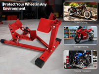 Cale de roue universelle Garvee pour moto, capacité de charge de 680 kg (1500 lb), en acier, pour pneus de 16 à 21 pouces, pour garage et remorque.