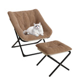 Fauteuil confortable Garvee surdimensionné en fausse fourrure, structure en métal, pliable, multicolore, pour salon et chambre à coucher - 